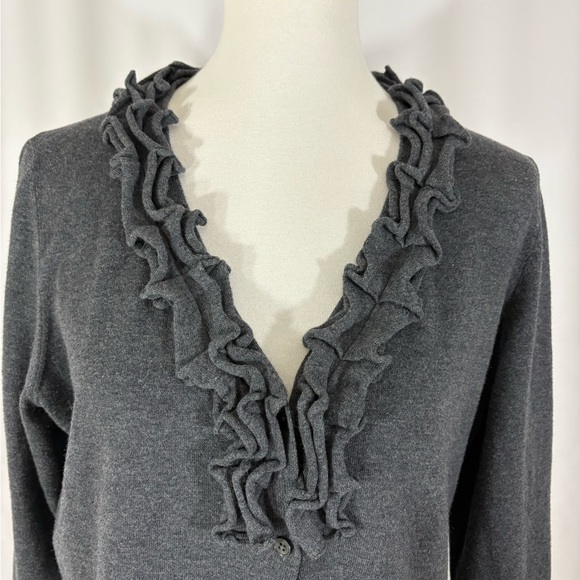 Talbots Charcoal Ruffled Cardigan - Picture 3 of 6
